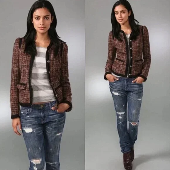 FREE PEOPLE Women's Coco Tweed Jacket Size 4 - Picture 1 of 9